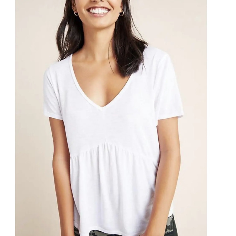 T.LA Anthropologie brand white peplum tee